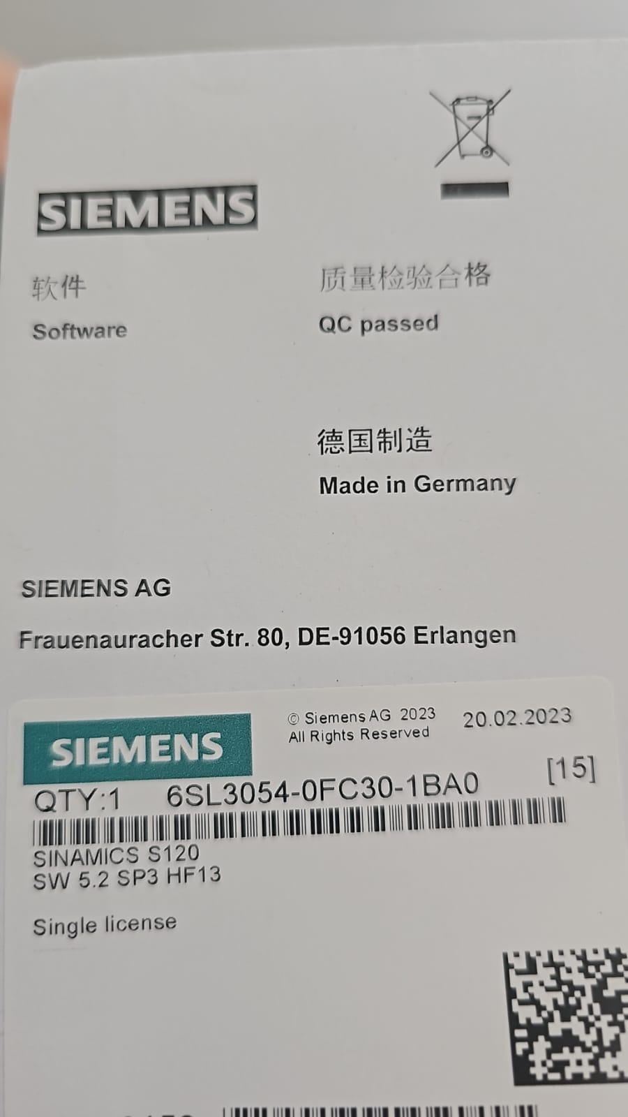 6SL3054-0FC30-1BA0 SIEMENS 