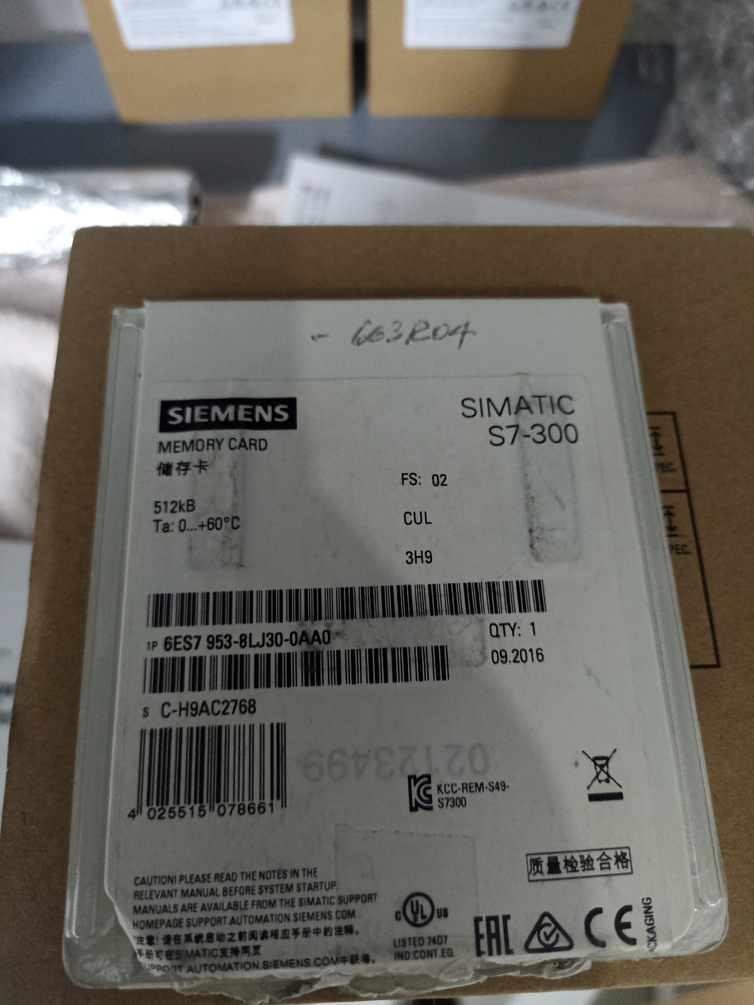 6ES7953-8LJ30-0AA0 SIEMENS SIMATIC S7 PLC MMC 512KB